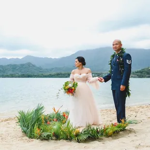 Our elopement at Kualoa Ranch, picture by Jenna Lee