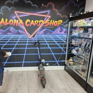 Cool throwback mural on the wall.