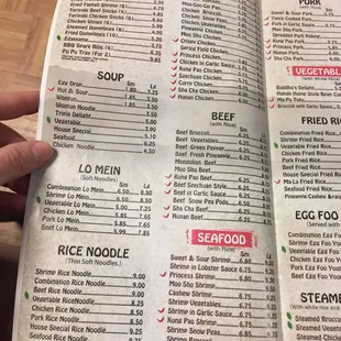 Handout menu