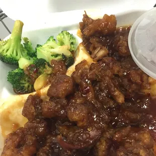 General's overcooked rock-hard chicken.