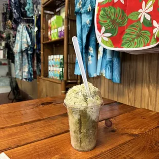Matcha+ Lychee with a snow cap (sweetened condensed milk)