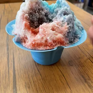Dragons blood and Blue raspberry shaved ice with condensed milk