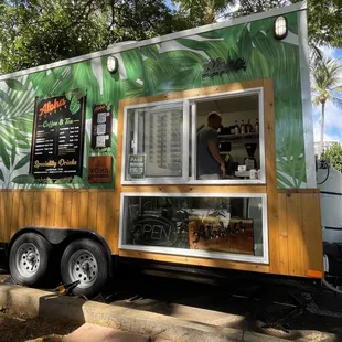 a food truck parked in a parking lot