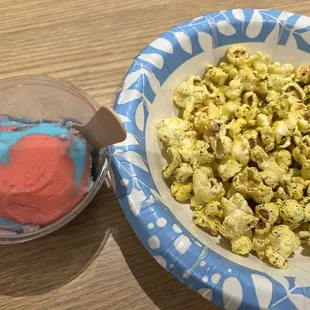 Half eaten*** Strawberry &amp; Vanilla Swirl + Hurricane Popcorn