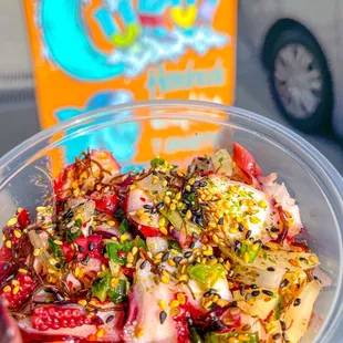 1/2 pound Tako Poke, add Furikake