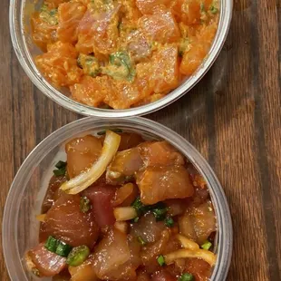 Spicy shoyu ahi and spicy salmon