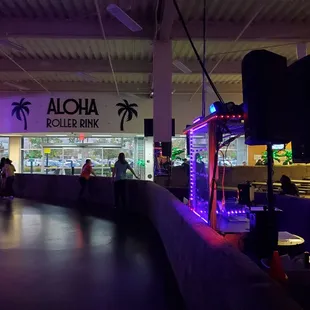Skating inside the roller rink/ DJ booth