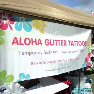Aloha Glitter Tattoos Event Booth