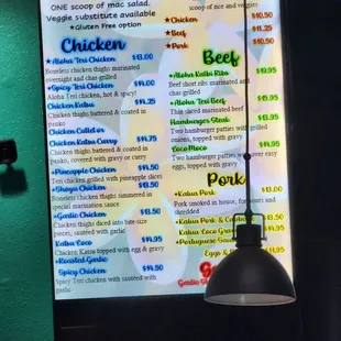 menu