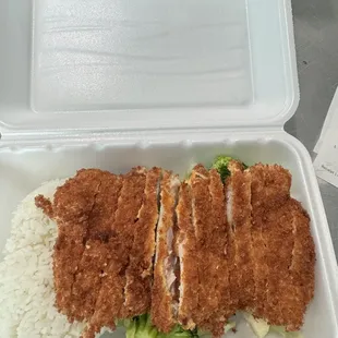 Katsu Chicken Bowl, Steam Rice and Veggies.