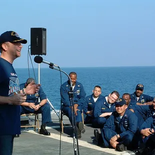 Comedian Don Barnhart entertaining the troops.