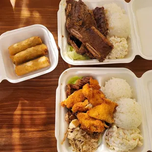 3 meat plate and beef short ribs plate