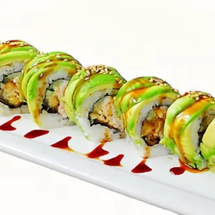 a sushi roll with avocado