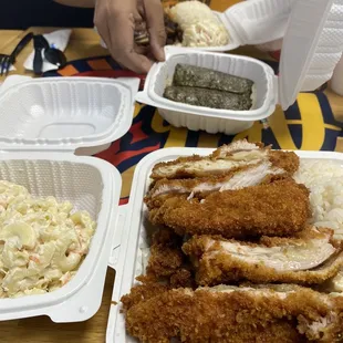 C2. Chicken Katsu &amp; extra A8. Macaroni Salad , 2 scoops