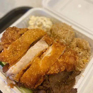 Bbq and Katsu mix with fried rice