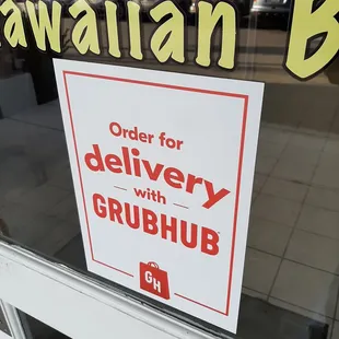 a sign in the window