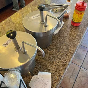 Self serve sauces - katsu sauce and teriyaki sauce