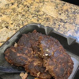 It was overcooked ,dry and too much sugar.It seems like it was pre cooked ahead of time and left on the grill