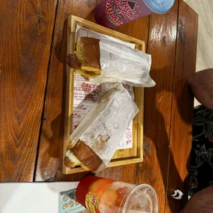 Pink Lychee Lemonade in holiday souvenir cup, Aloha Hotdogs,  Ling Hi Mui Lemonade