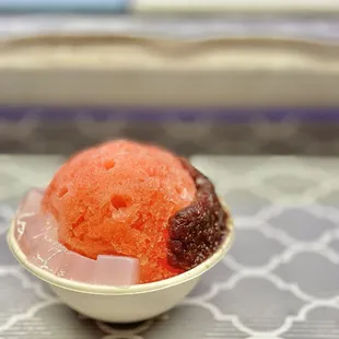 kids size Cherry w ice cream, azuki beans, jelly, and condensed milk