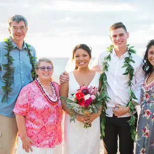 Ti Leaf Maile, Hilo Maile, and Micro Ginger Wraps with Gold ribbon. Our parents wore them all night!