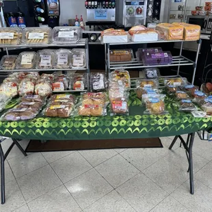 Bakery items from Golden Coin, Sushi Chef, and cookies from other companies