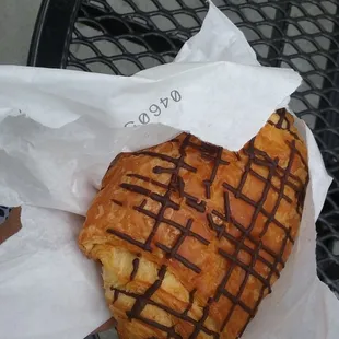 Chocolate Croissant, not even heated. Not fluffy looking at all.