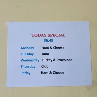 Daily specials