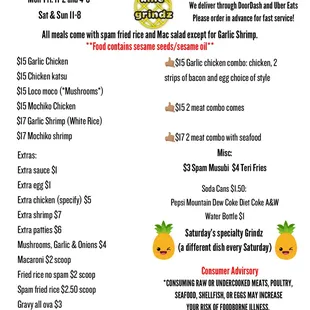 menu