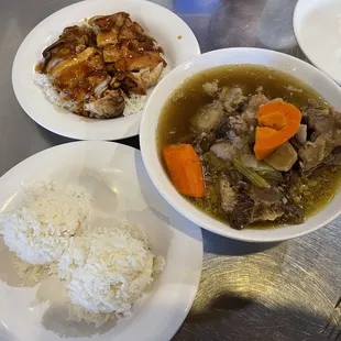 Oxtail soup and chicken teriyaki rice plate
