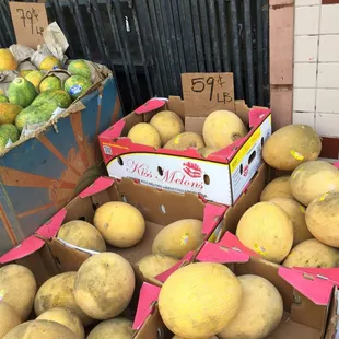 a box of melons and a box of melons