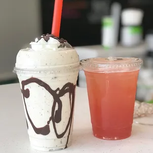 two drinks on a table