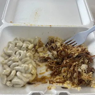 Build Your Own Small: pineapple Pork Belly Adobo, white rice, and mac.  Very good size.