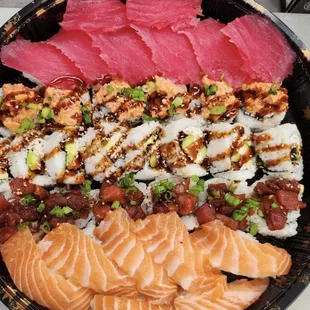 a plate of sushi