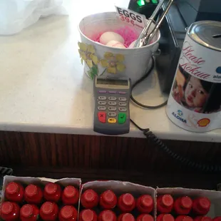 Eggs for sale by the register. 09/02/14