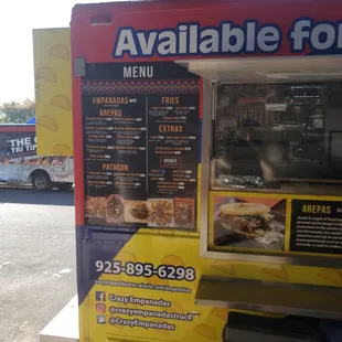 a menu for a food truck