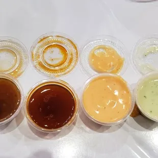 House Shoyu, Garlic Shoyu, Aloha, Spicy Mayo, Cilantro, Eel sauces