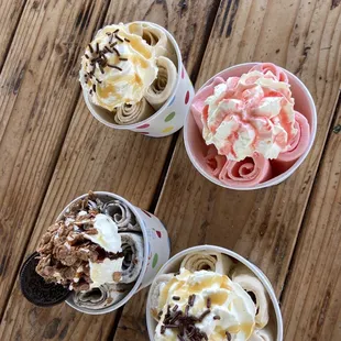 Cookies-n-cream, strawberry &amp; caramel!!!
