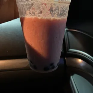 Strawberry boba tea