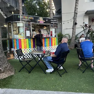 Their cute little stand with seating area out front