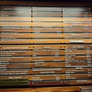 Posted menu