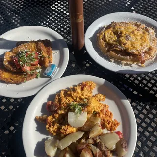 Spicy chicken bacon waffle