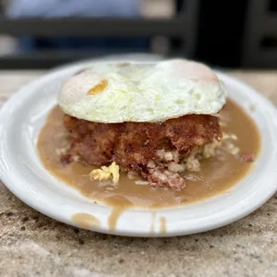 Loco Moco w/ Corned Beef Hash and upgraded Fried Rice