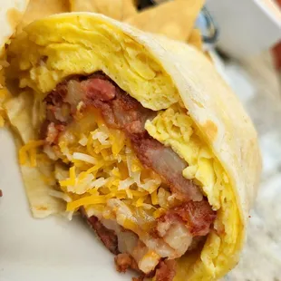 Breakfast Burrito w/ Corned Beef