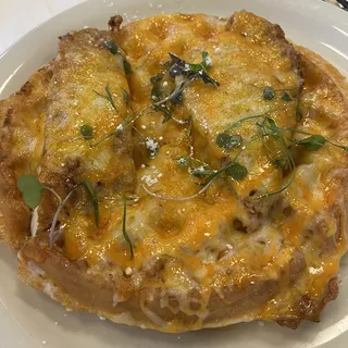 Spicy chicken bacon waffle