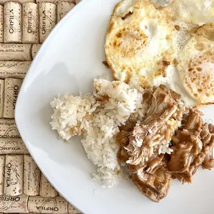 Loco Moco | Order choices, Kalua pork &amp; over easy eggs. Also comes with sticky white rice and covered with brown gravy.