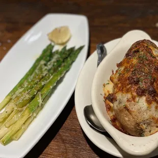 Asparagus and twice baked potato