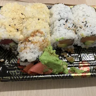 Tuna roll and salmon roll
