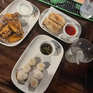 Honey Old Bay, Shrimp Shumai, Spring Rolls