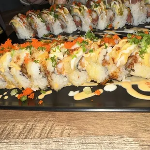 Red Hot Mama Roll- sub spicy tuna for spicy crab and add DF shrimp! 10/10 so good